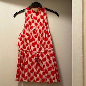 Tracy Reese Peplum Racerback Blouse - Leaf Pattern